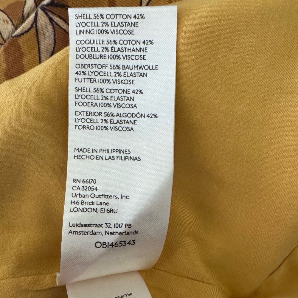 Anthropologie Tie-Back‎ Utility Mini Dress Gold Floral Size 10 - Picture 10 of 13